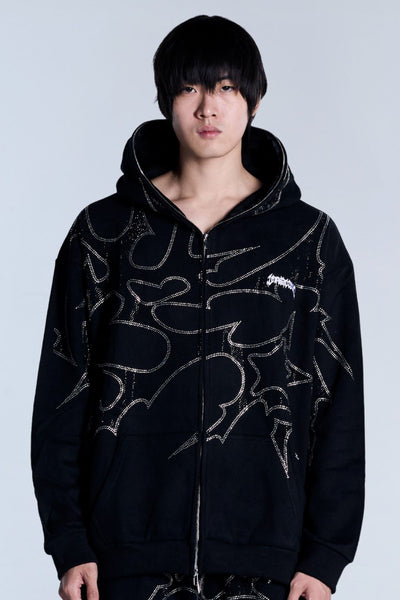 THORNS ZIP HOODIE BLACK