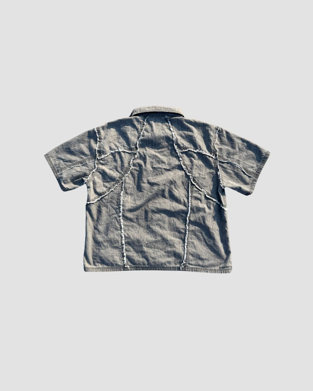Distressed Collared Shirt Grey