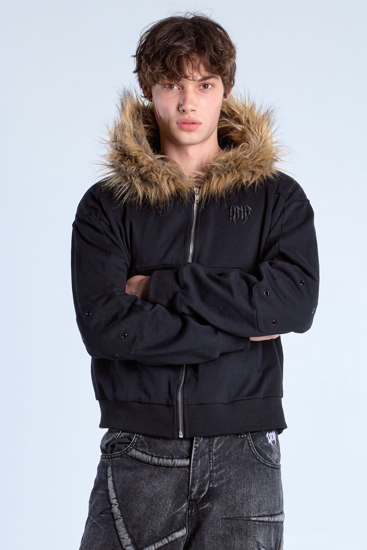 Noire Fur Zip Hoodie