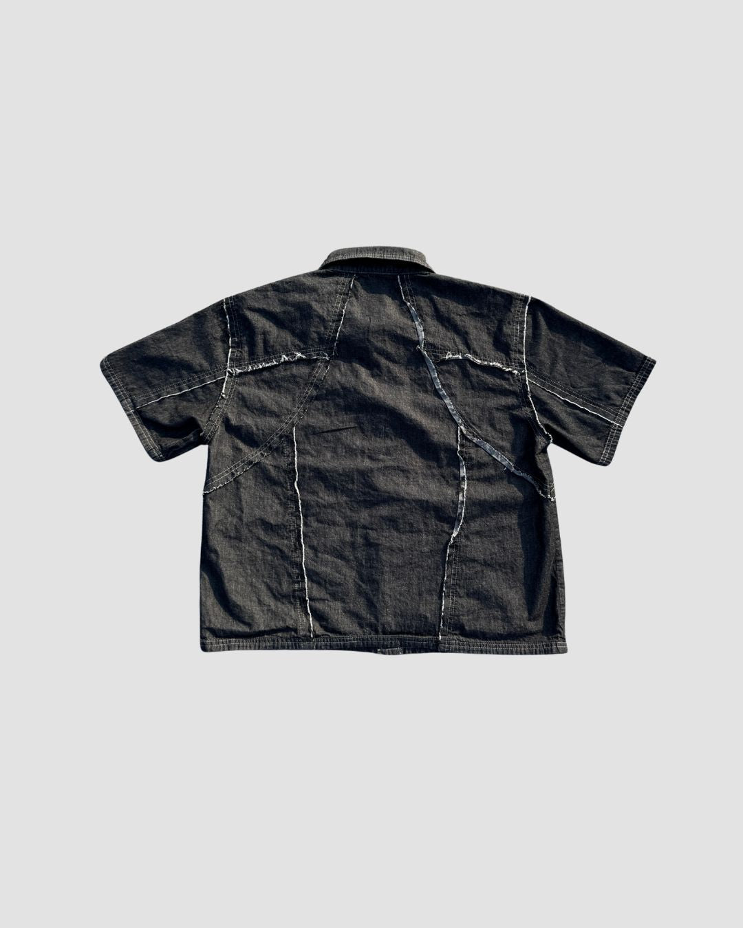 Distressed Collared Shirt Black