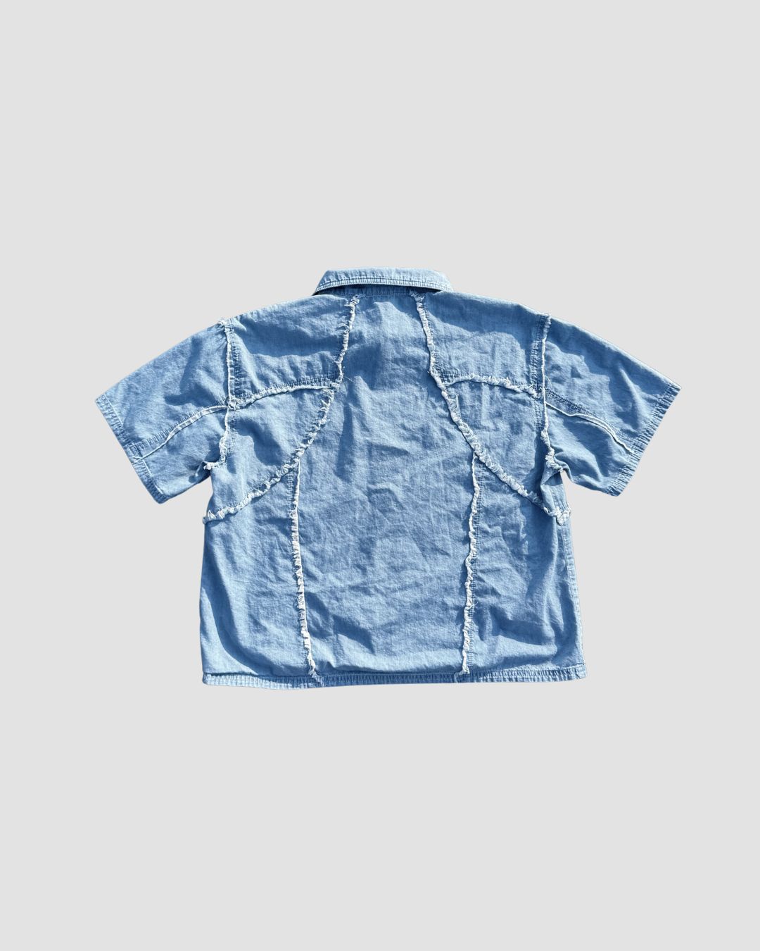 Distressed Collared Shirt Blue