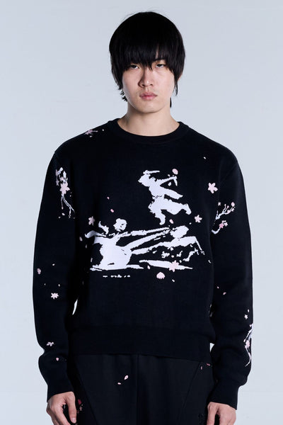 Sakura Black Knit Sweater