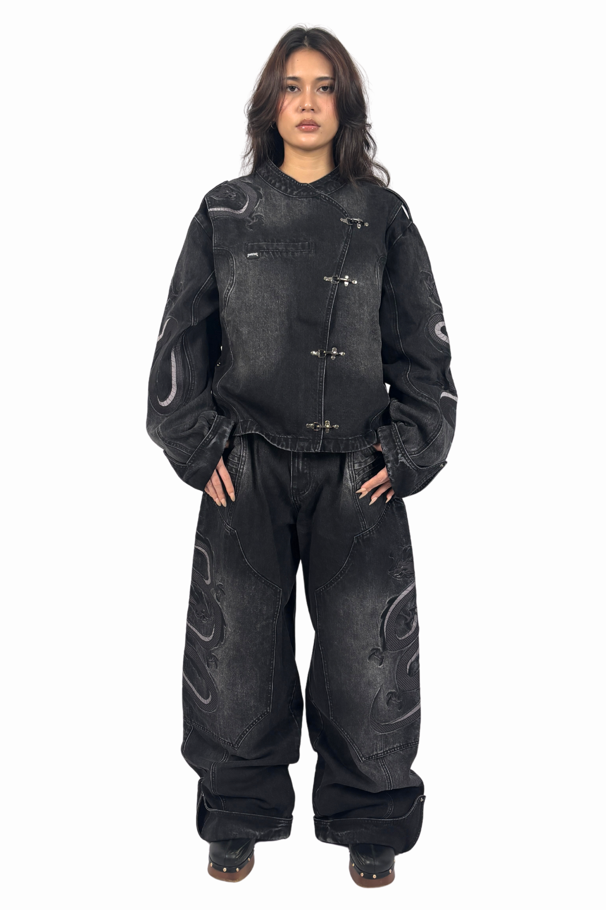 Dragon Denim Jacket Black