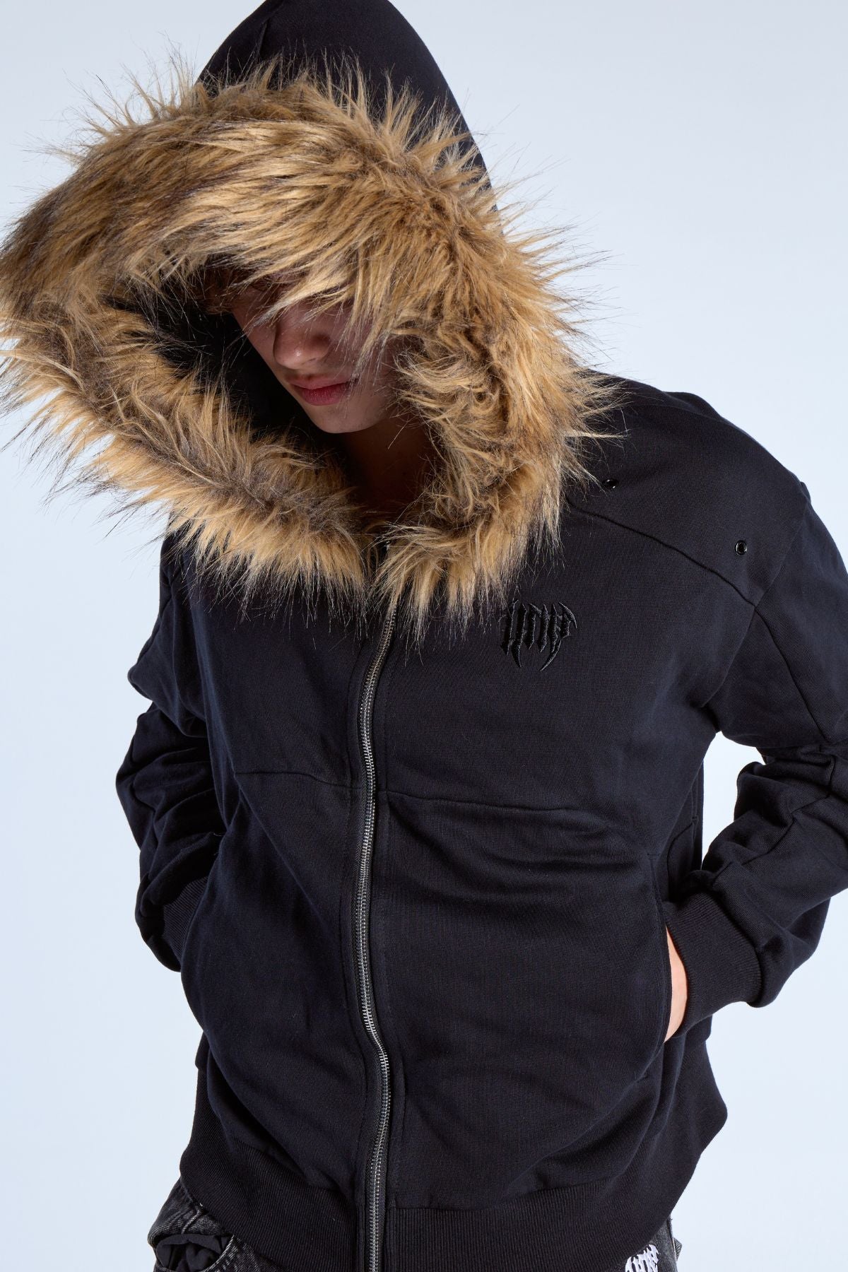 Noire Fur Zip Hoodie