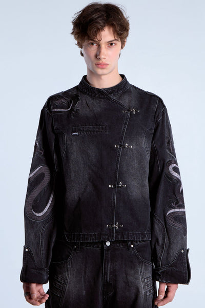 Dragon Denim Jacket Black