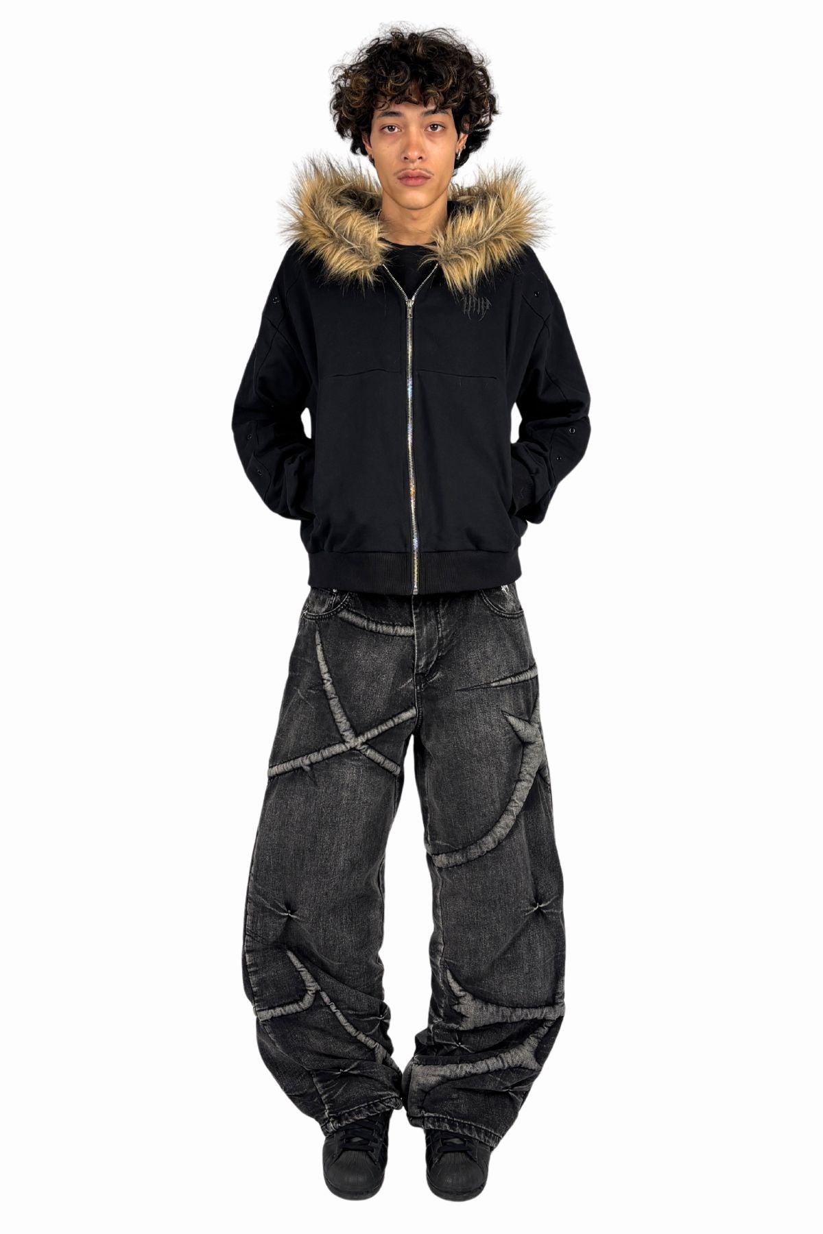 Noire Fur Zip Hoodie