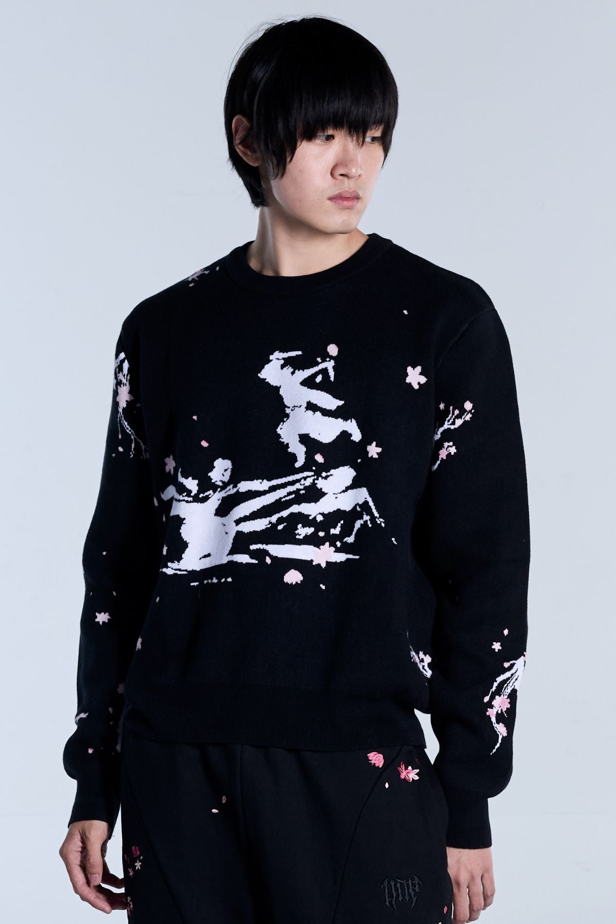 Sakura Black Knit Sweater