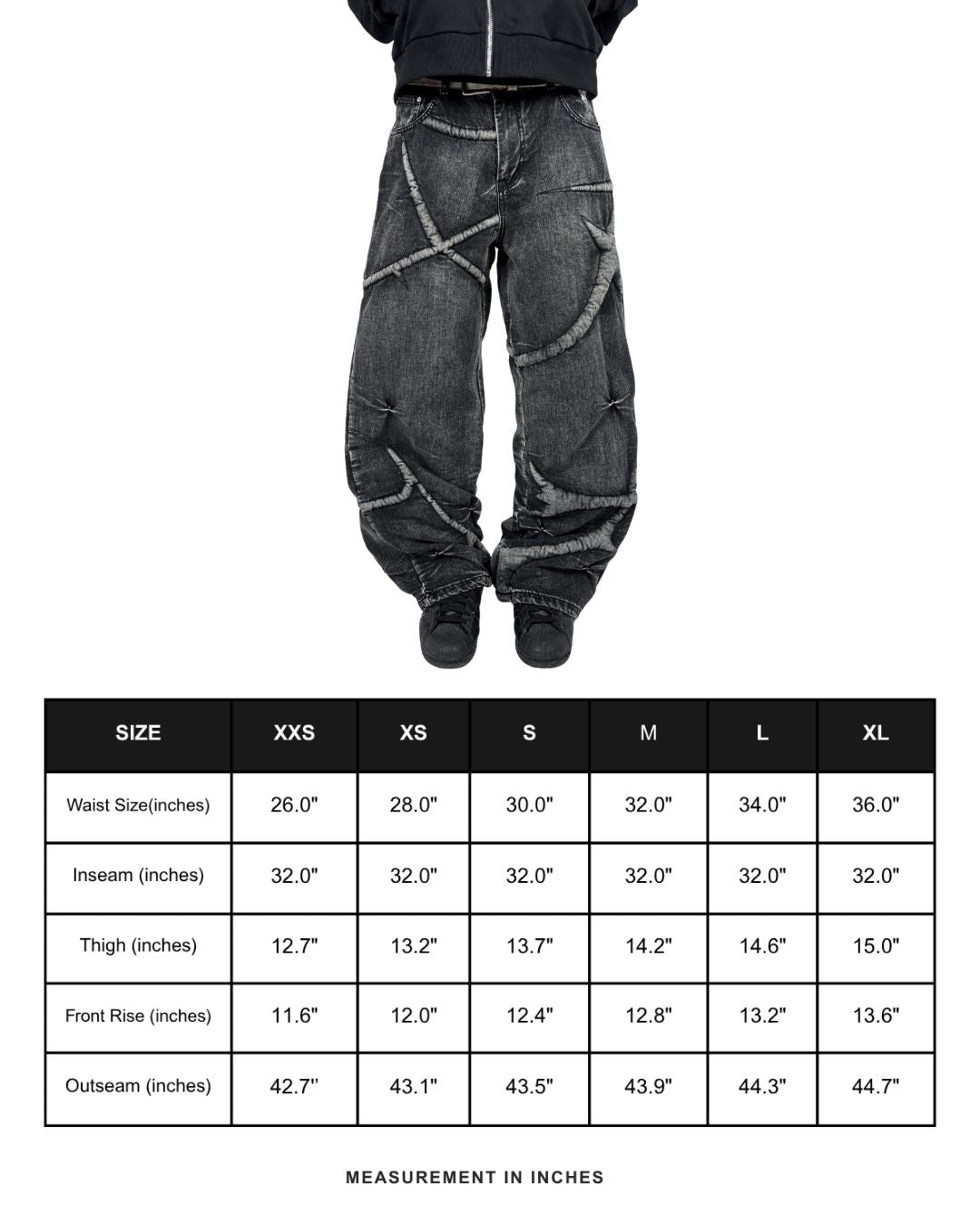 Size chart in inches