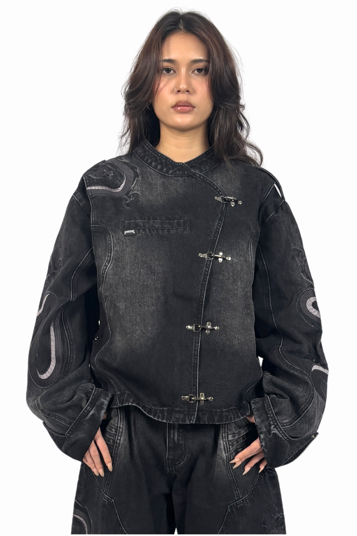 Dragon Denim Jacket Black