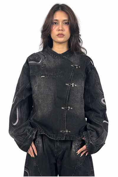 Dragon Denim Jacket Black