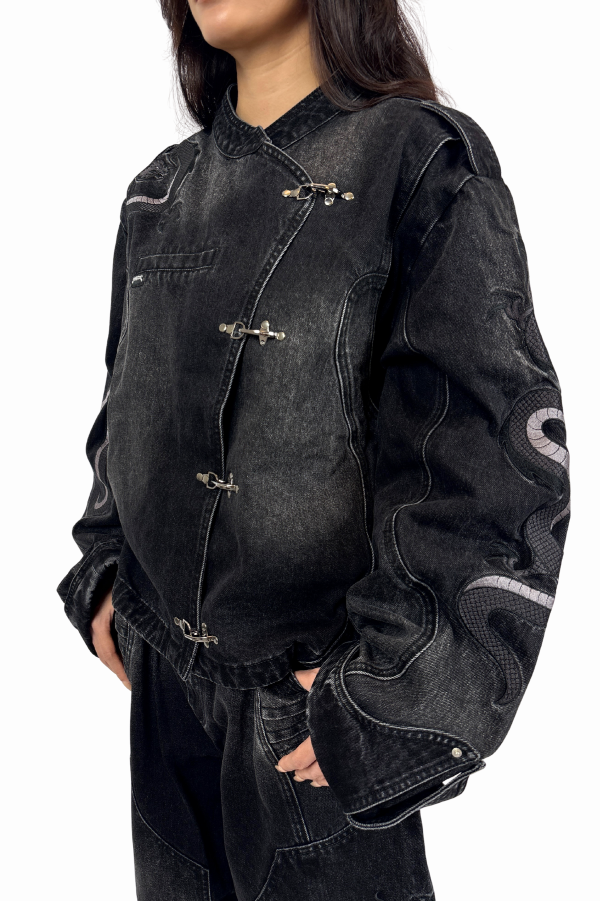 Dragon Denim Jacket Black