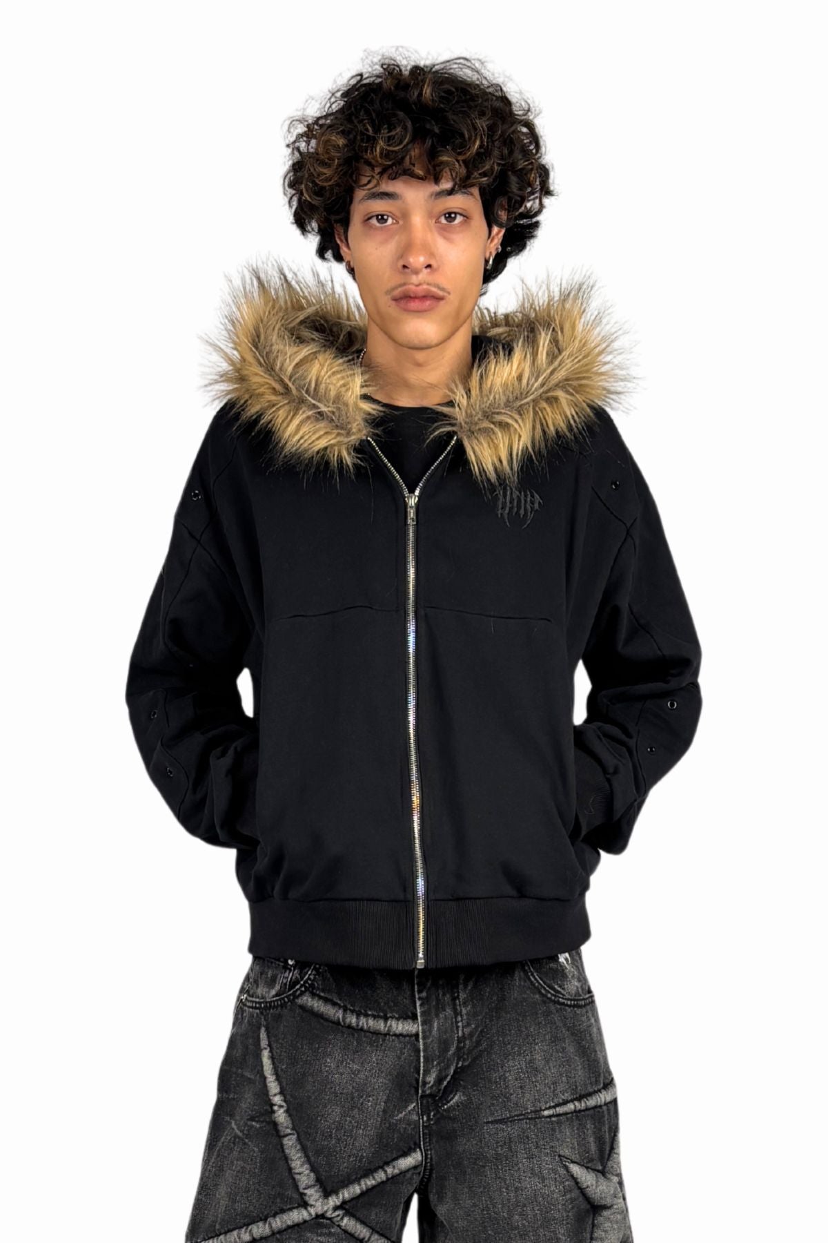 Noire Fur Zip Hoodie