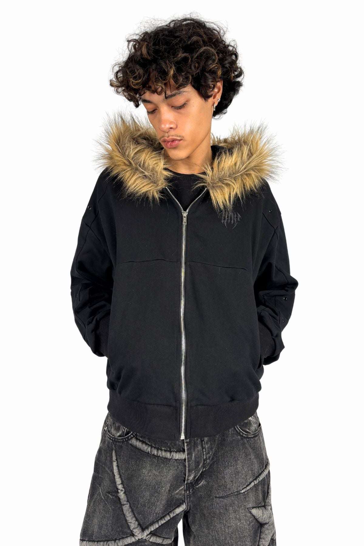 Noire Fur Zip Hoodie