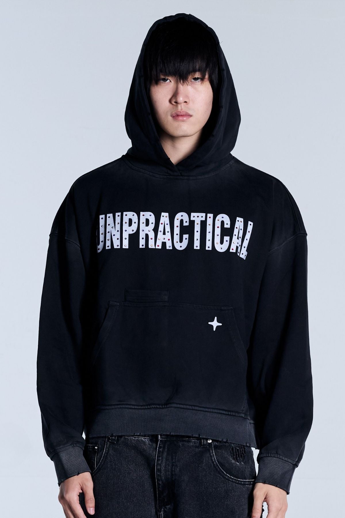 Unpractical Animation Rhinestone Hoodie Black – Unpractical