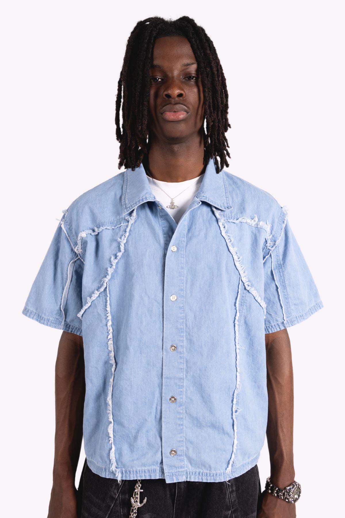 Distressed Collared Shirt Blue – Unpractical