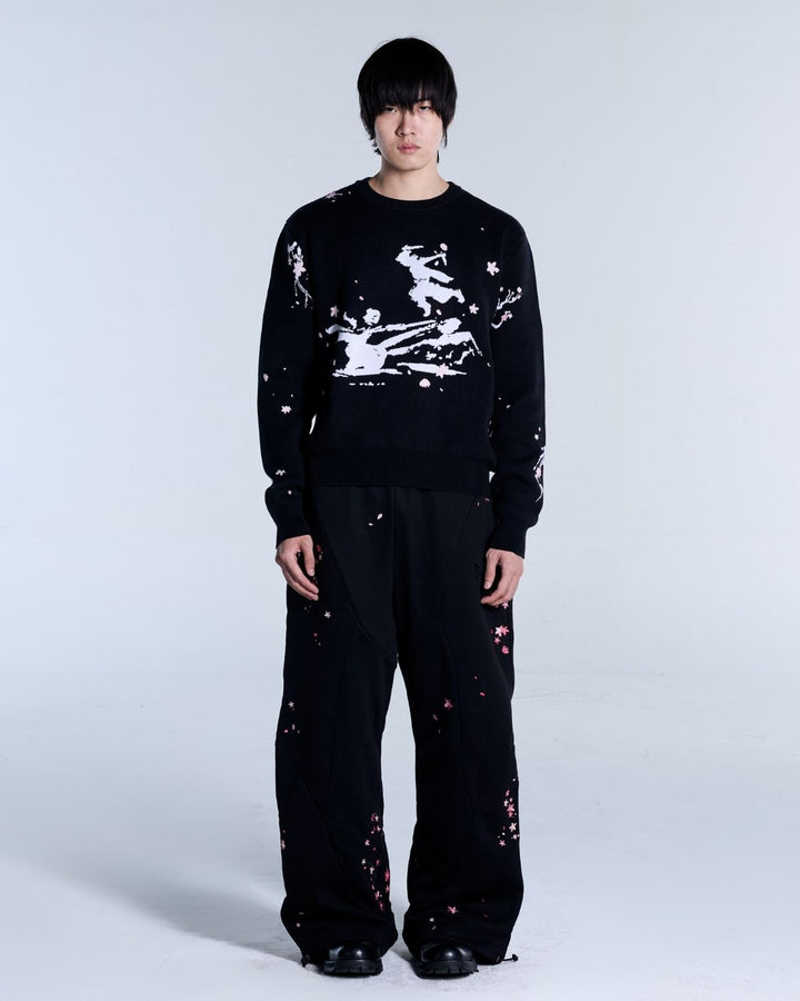 Sakura Black Knit Sweater
