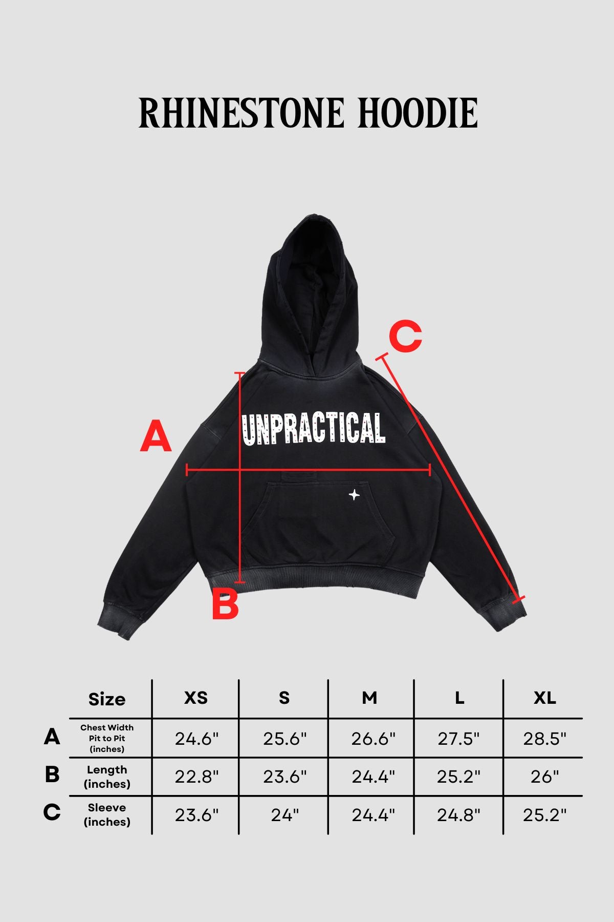 Rhinestone Hoodie Black – Unpractical