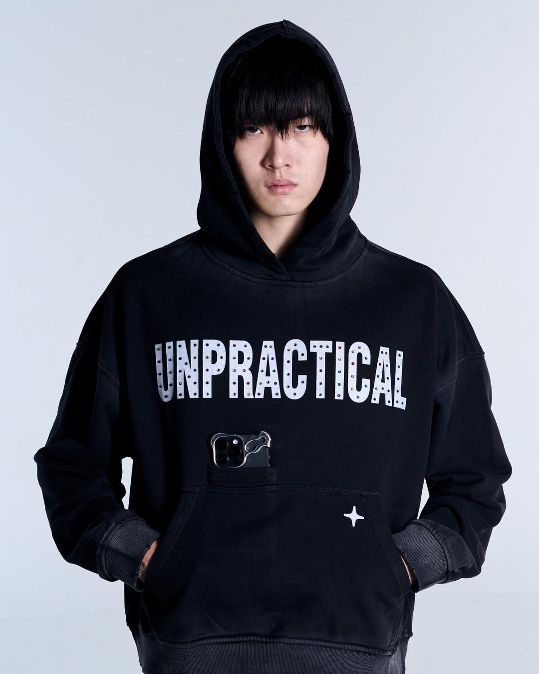 Rhinestone Hoodie Black