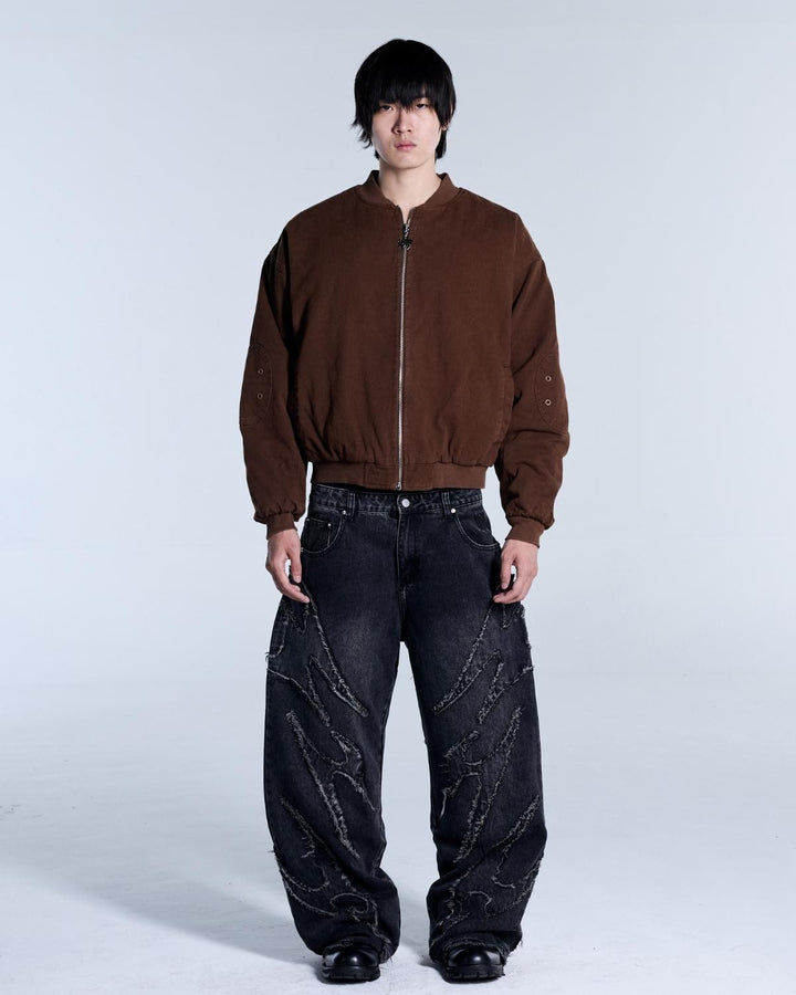 Flamed Mocha Bomber Jacket