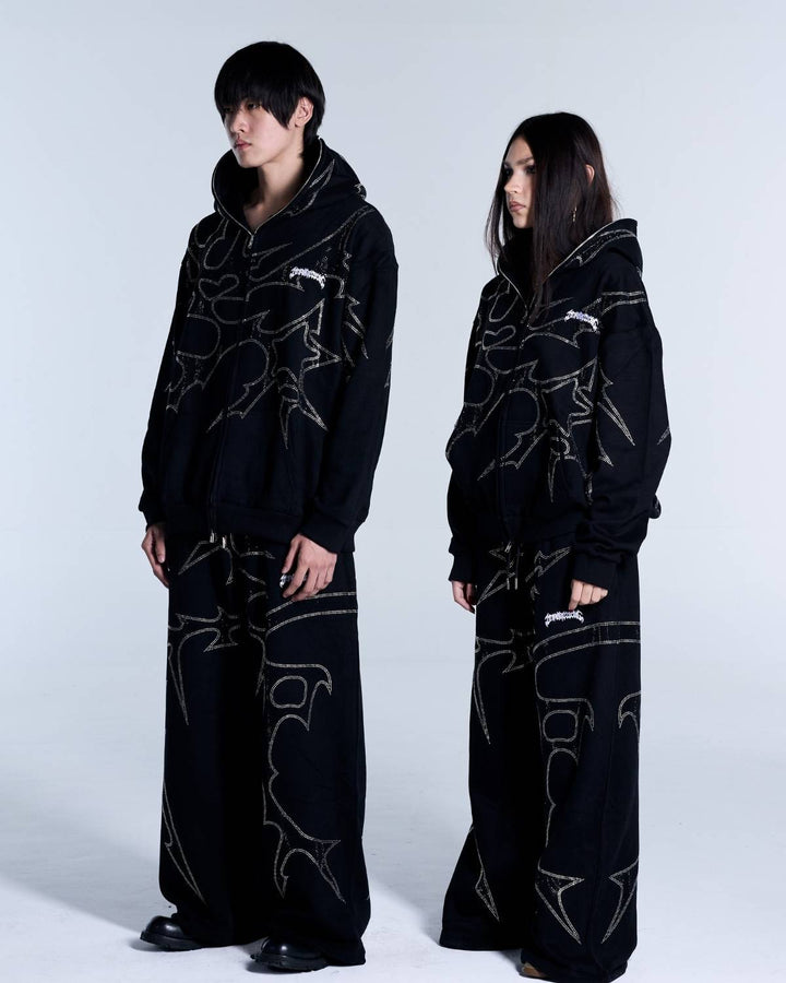 THORNS ZIP HOODIE BLACK