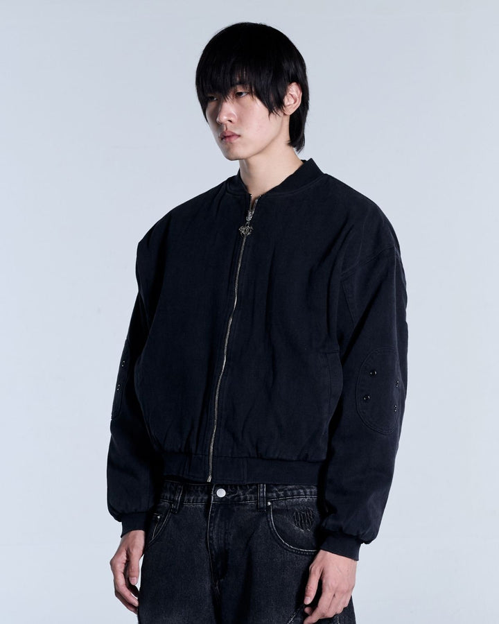 Flamed Black Bomber Jacket