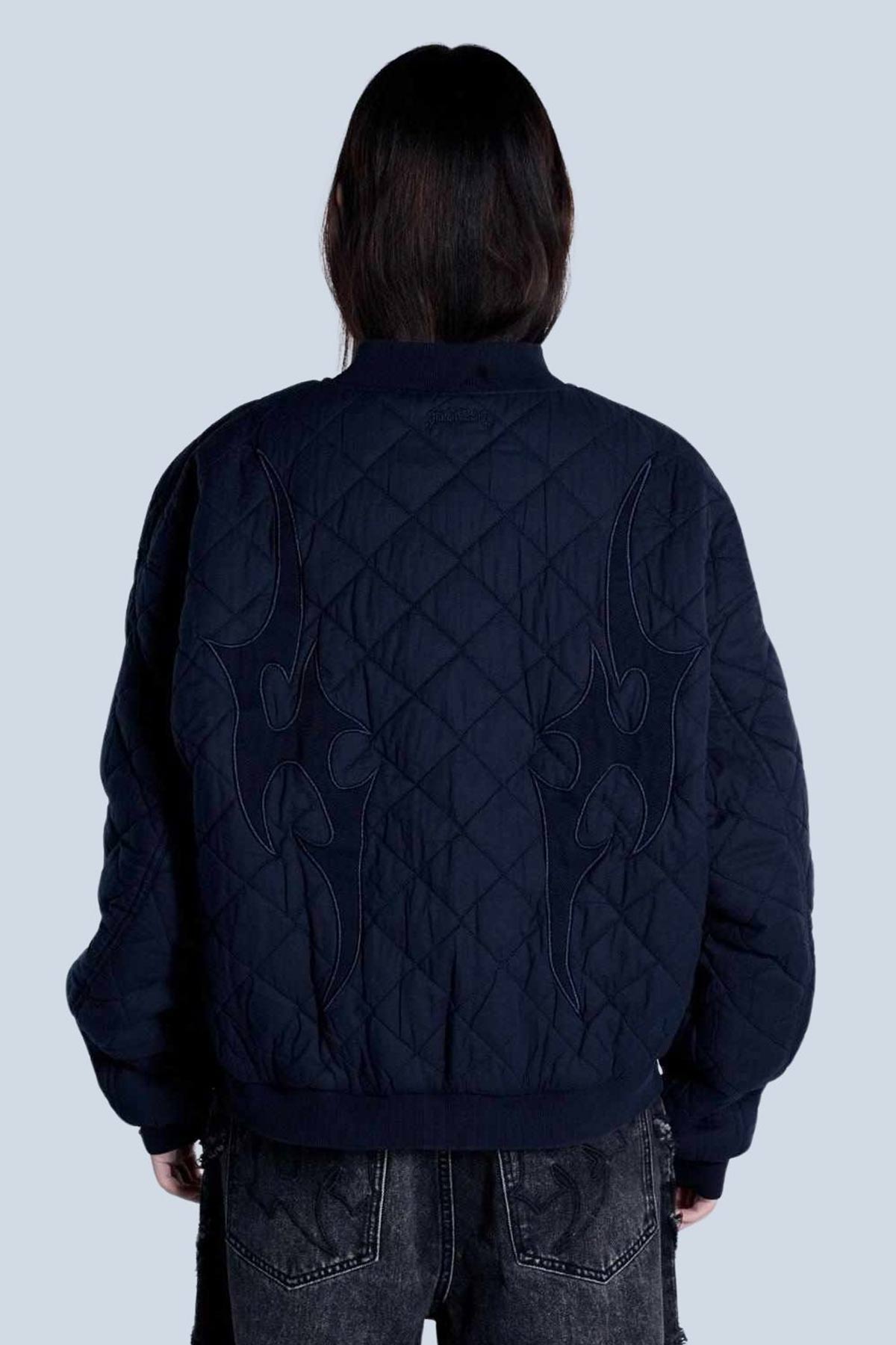 Flamed Navy Bomber Jacket