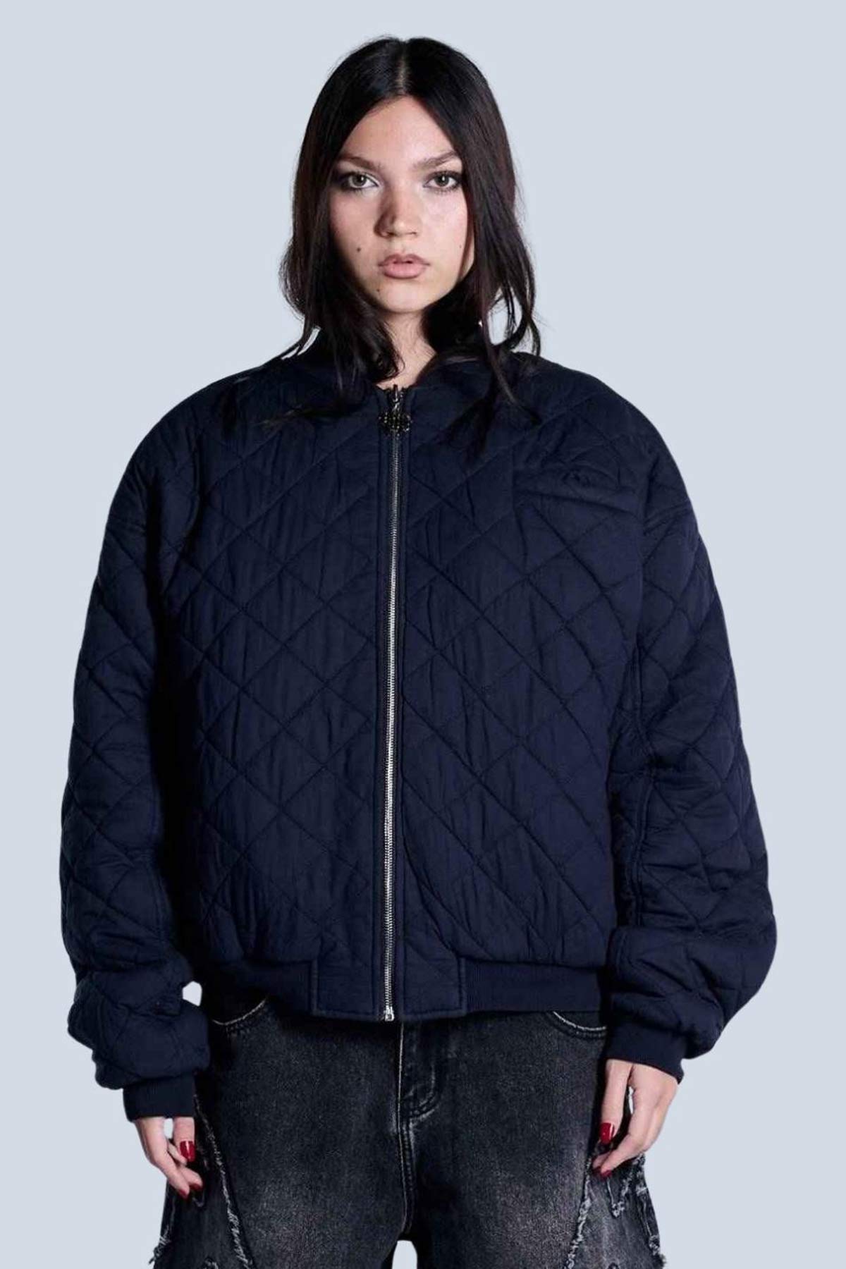 Flamed Navy Bomber Jacket