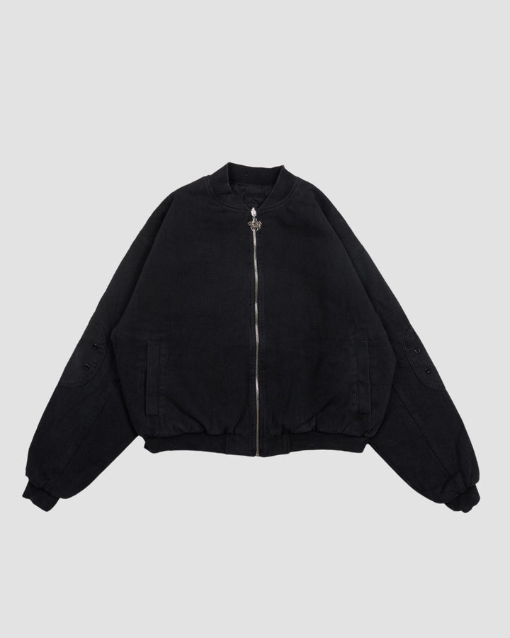 Flamed Black Bomber Jacket