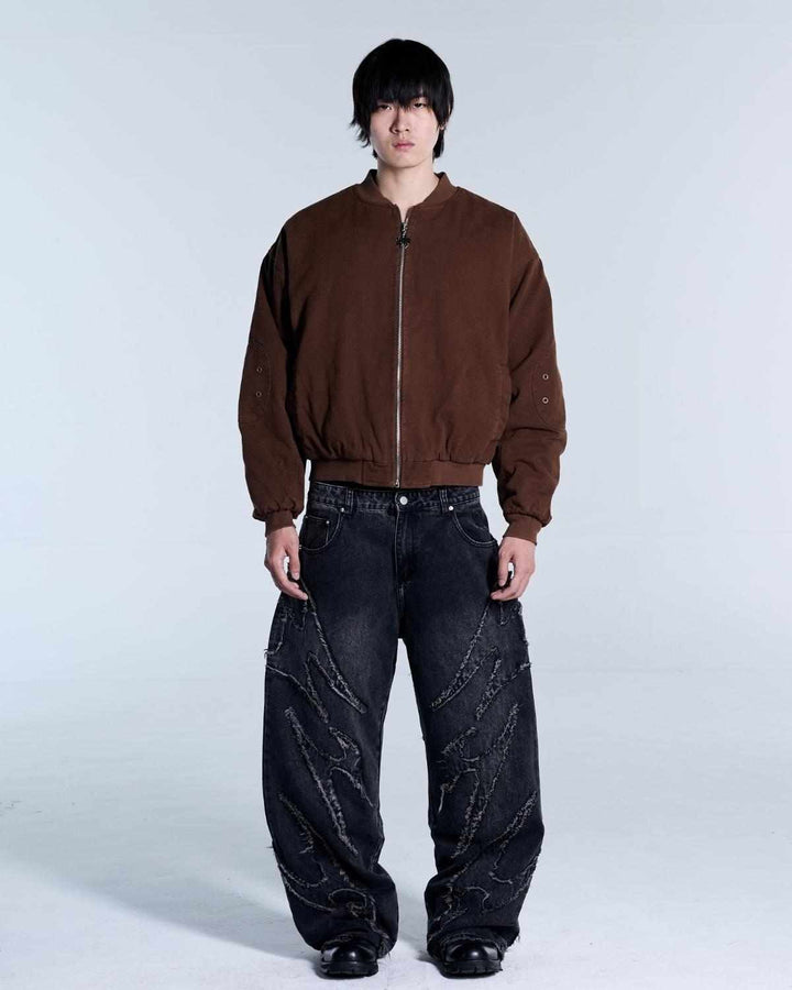 Flamed Mocha Bomber Jacket
