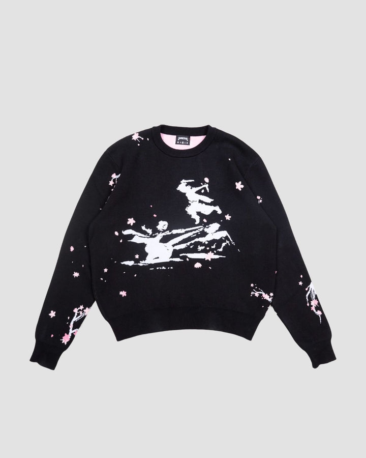 Sakura Black Knit Sweater