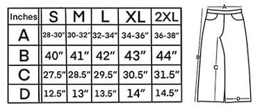 Size chart in inches