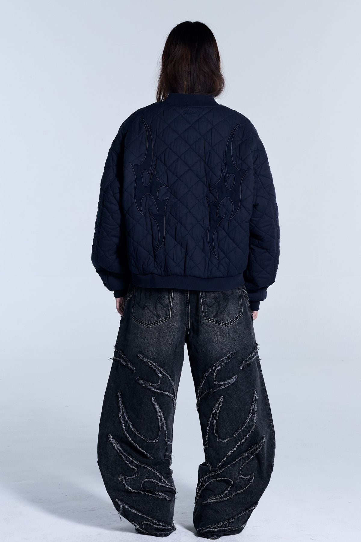 Flamed Navy Bomber Jacket