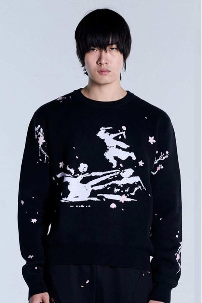 Sakura Black Knit Sweater
