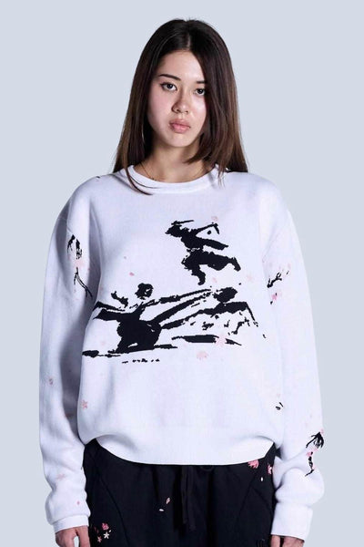 Sakura White Knit Sweater