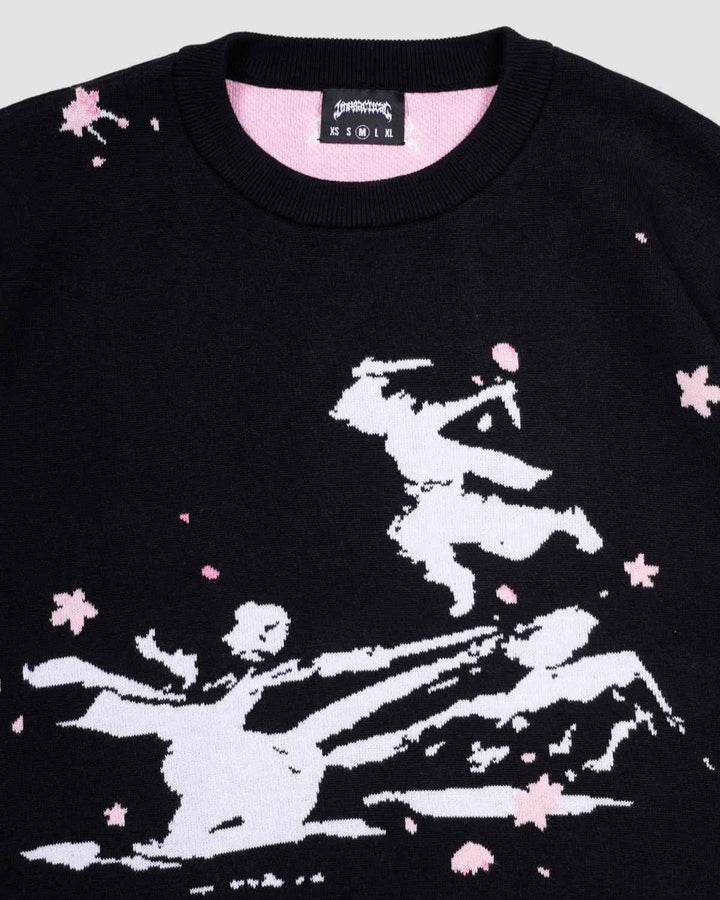 Sakura Black Knit Sweater