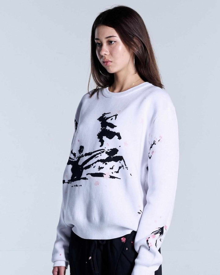 Sakura White Knit Sweater