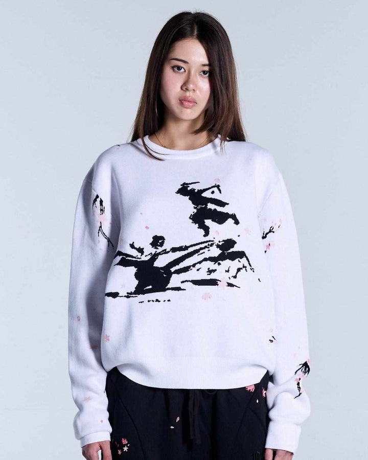 Sakura White Knit Sweater