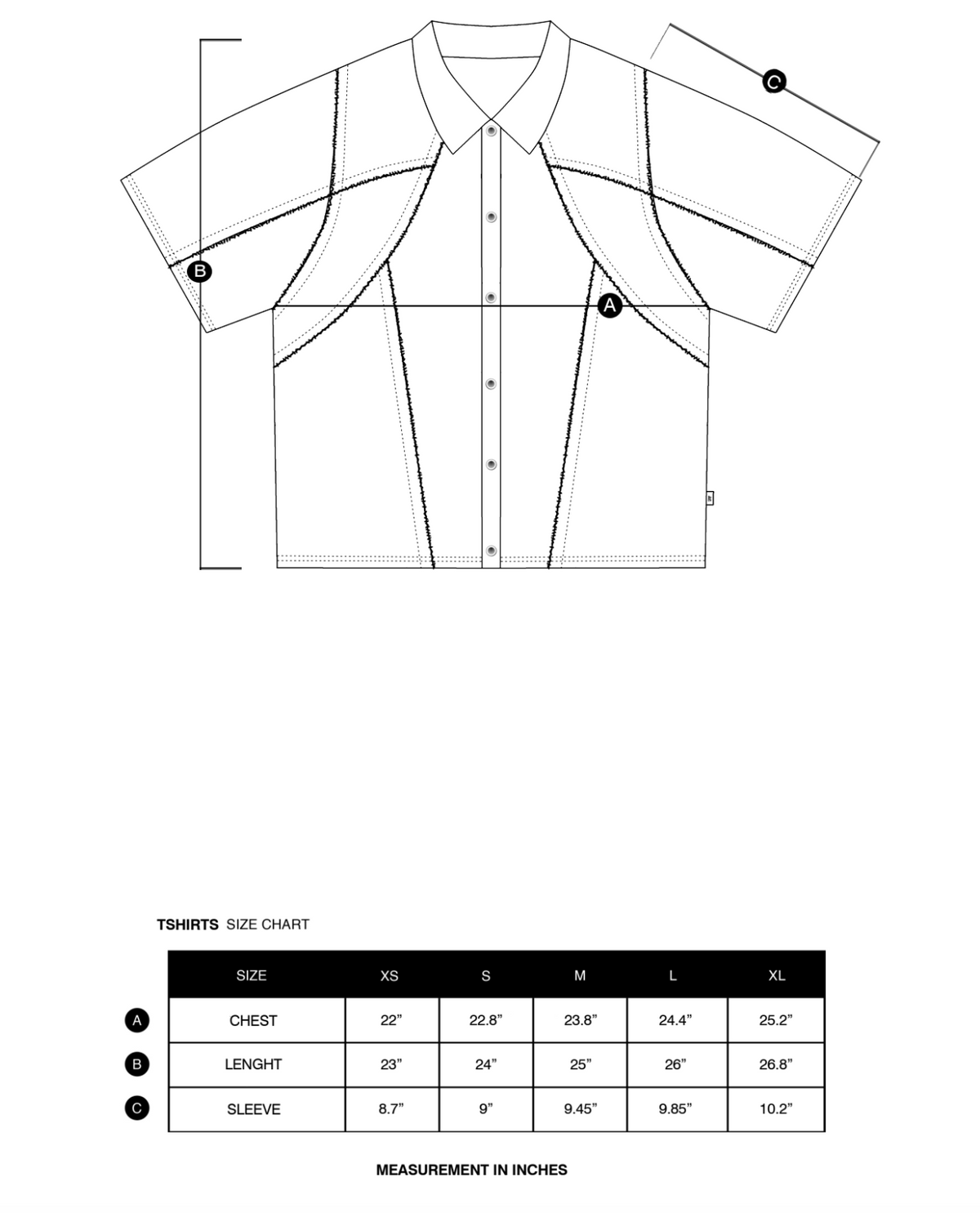 Size chart in inches