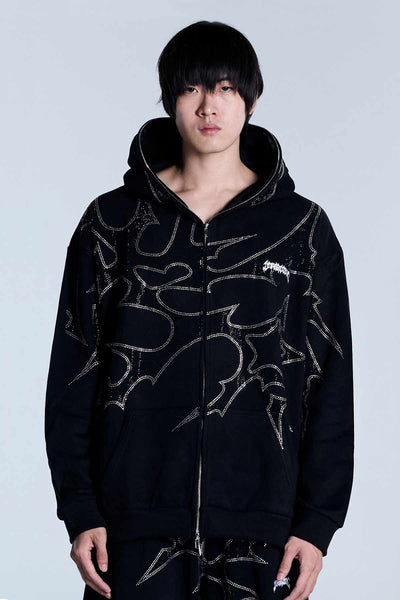 THORNS ZIP HOODIE BLACK
