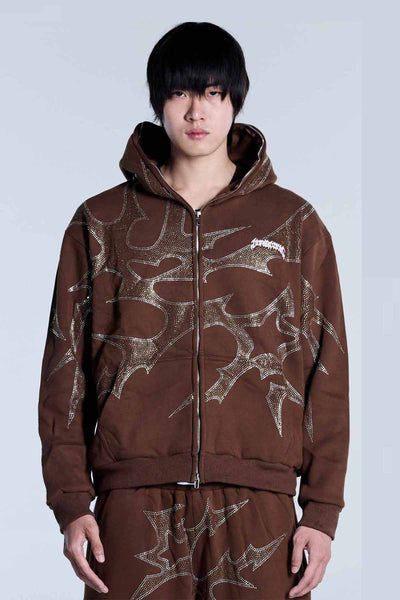 THORNS ZIP HOODIE BROWN