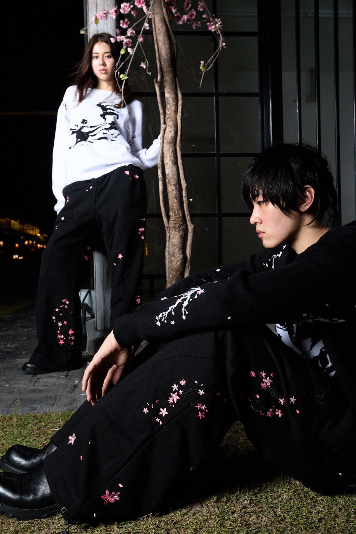 Sakura Black Sweatpants